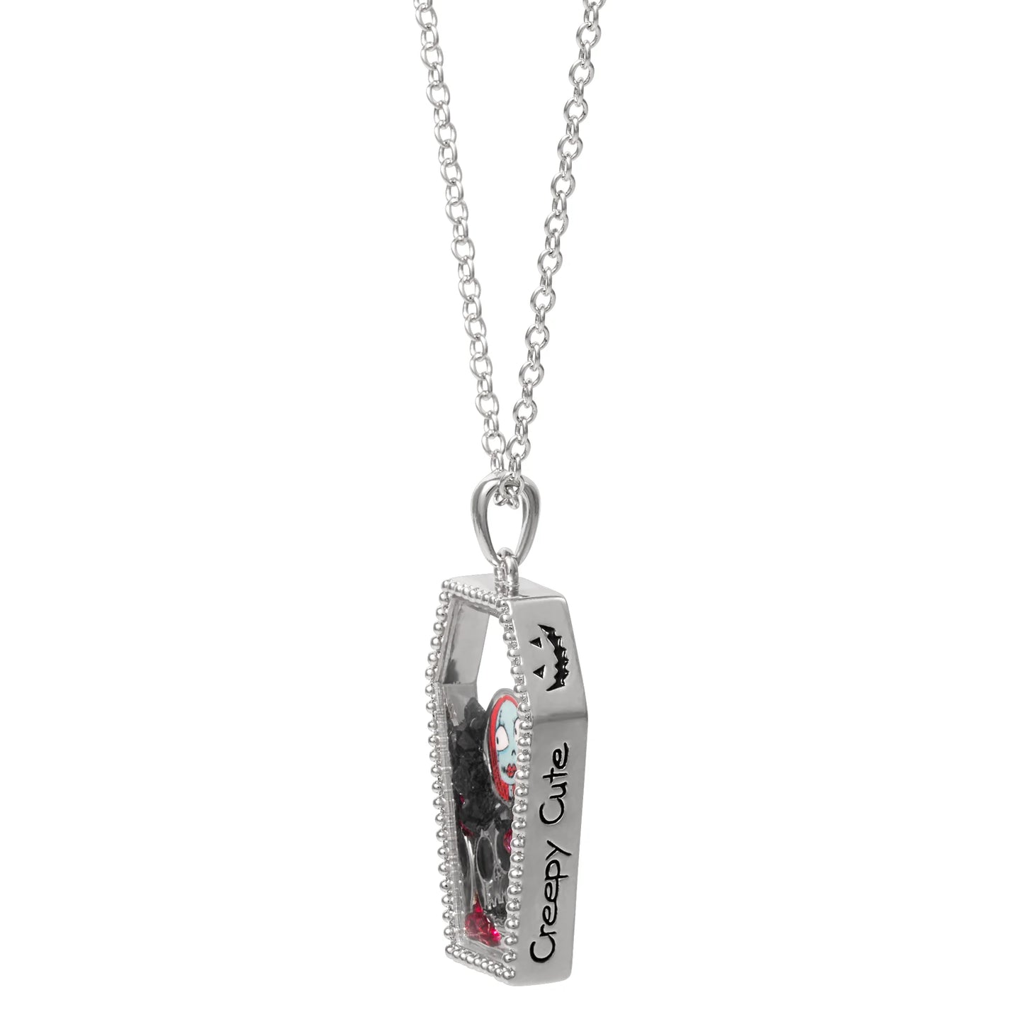 Collier en Laiton Plaqué Argent +Pierres & Personnages - Cerceuil- Mr Jack
