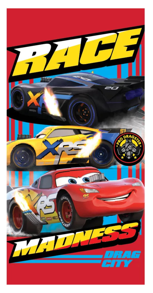 Serviette de bain Disney Cars Race, serviette de plage 70x137 cm (séchage rapide)
