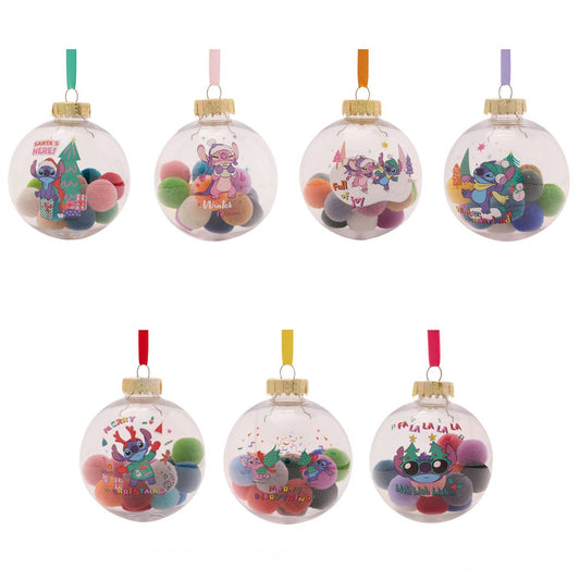Ensemble de 7 boules de Noël Disney Stitch avec pompons