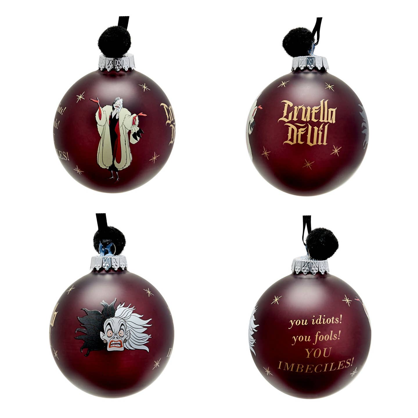 Lot de 7 boules de Noël Disney - Villains