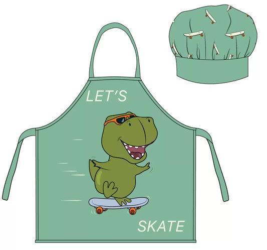 Ensemble Toque + Tablier Dinosaure vert