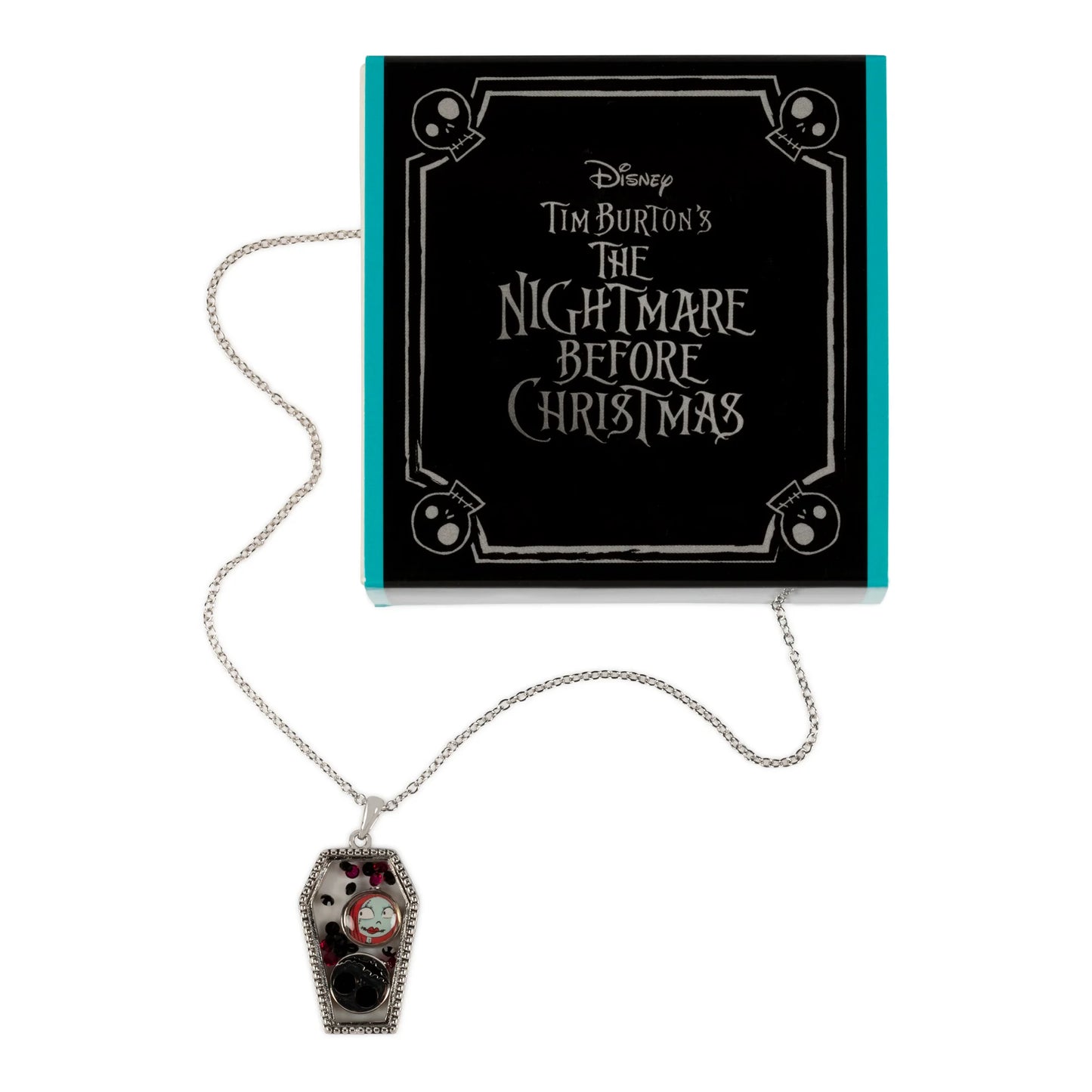 Collier en Laiton Plaqué Argent +Pierres & Personnages  - Cerceuil- Mr Jack