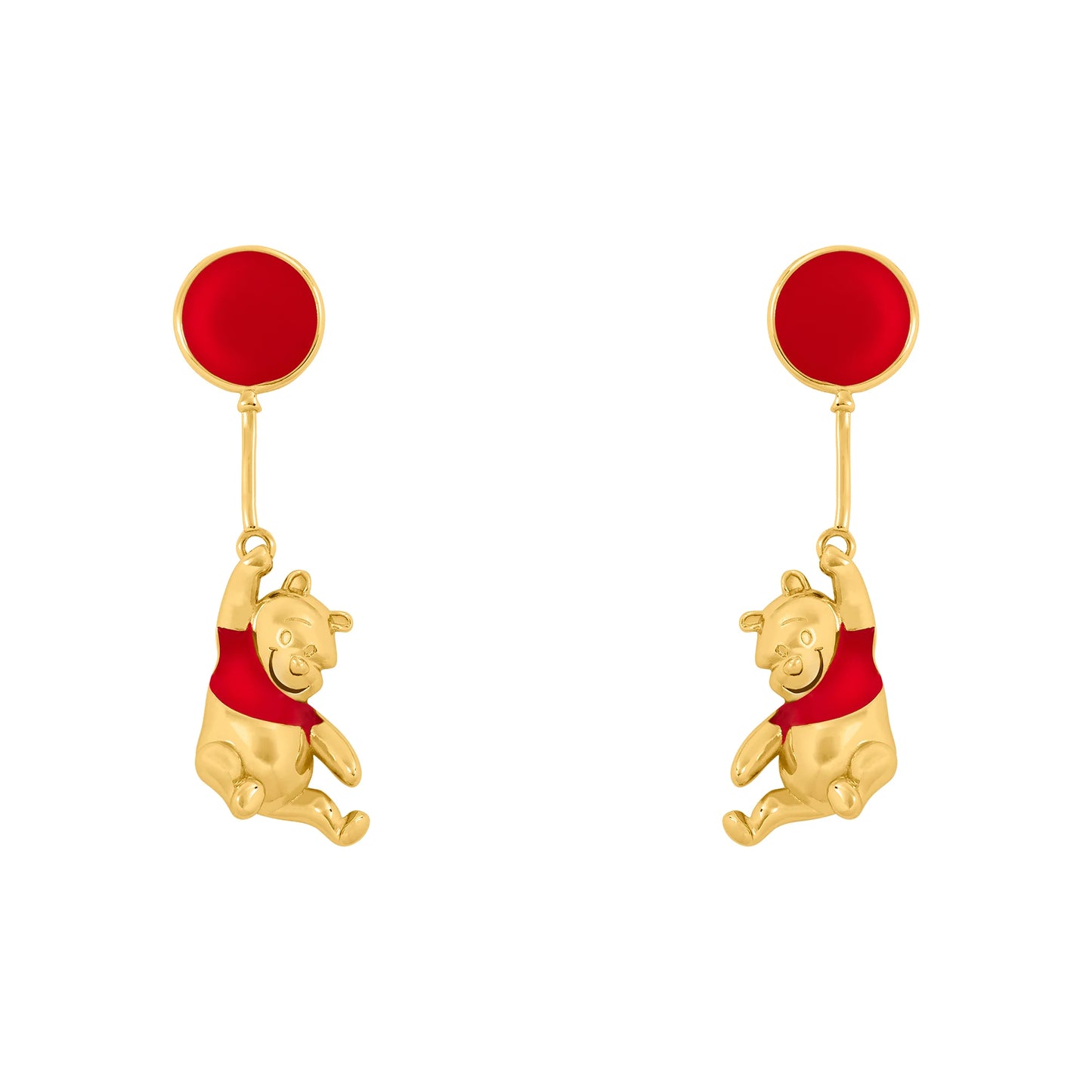 Paire de Boucles d'Oreilles Pendante - Laiton Plaqué  / WINNIE L'OURSON