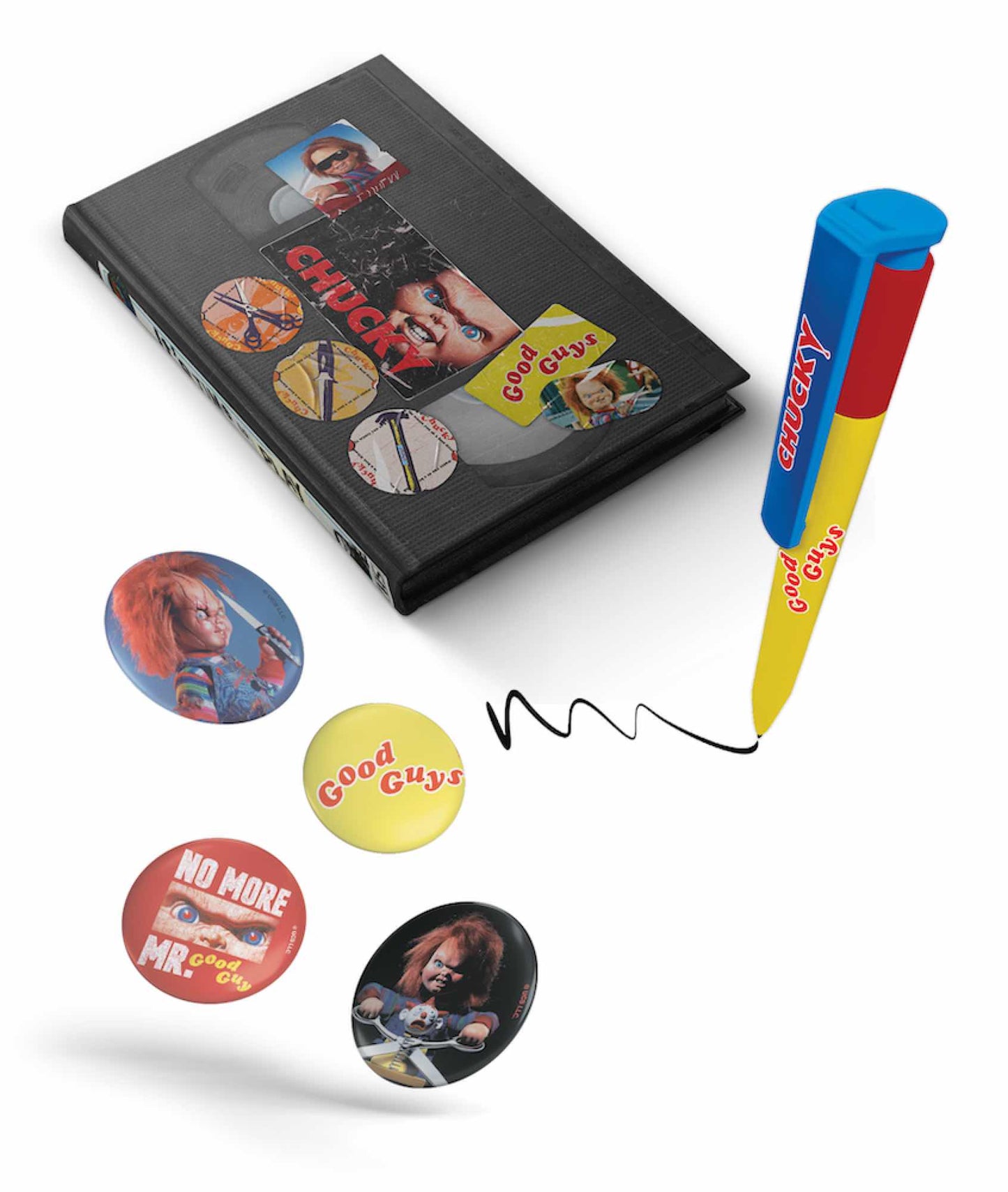 CHUCKY - Set VHS - Set Papeterie (Cahier, Badges et Stylo)