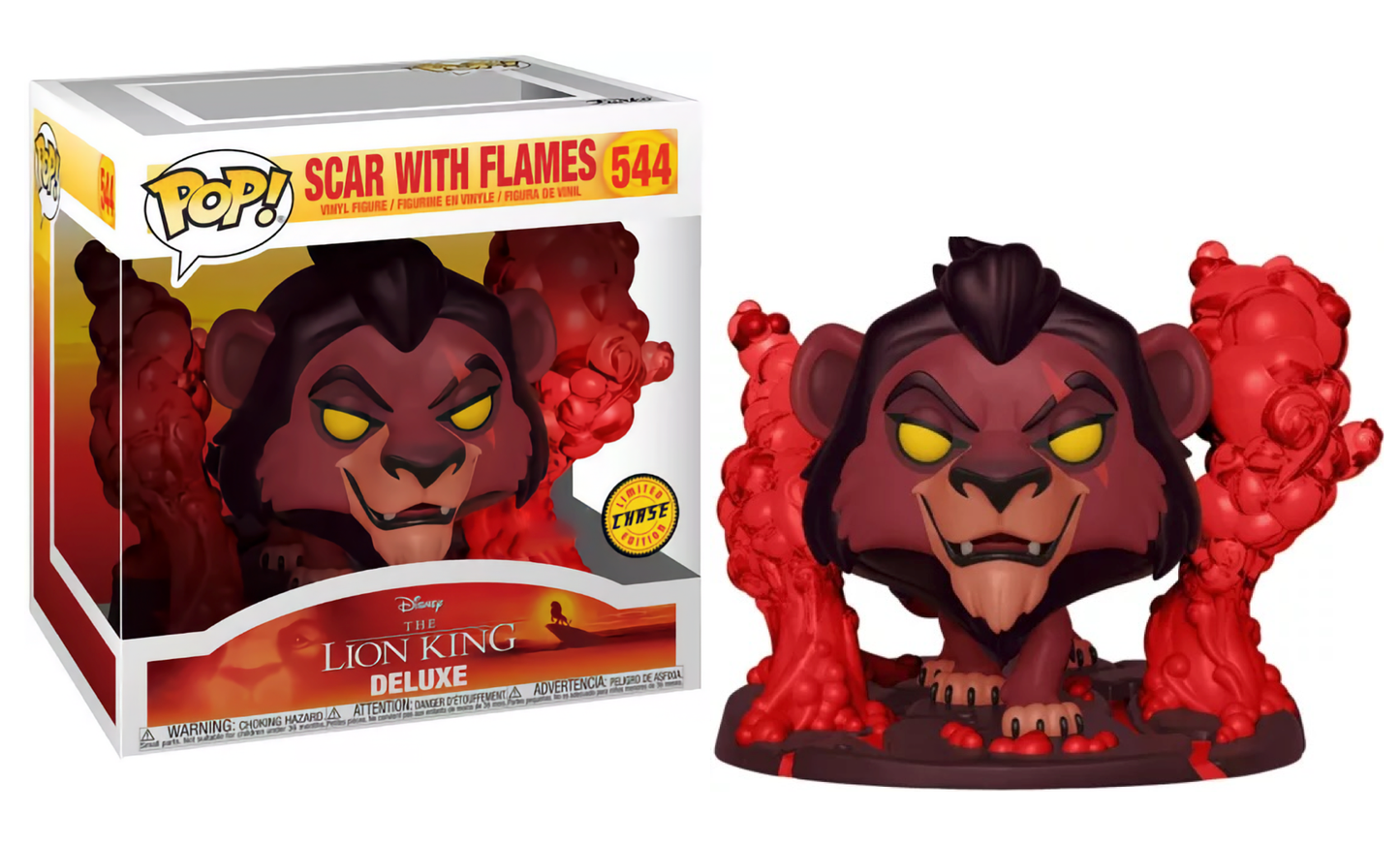 LE ROI LION - POP Deluxe N° 544 - Scar avec flammes avec Chase