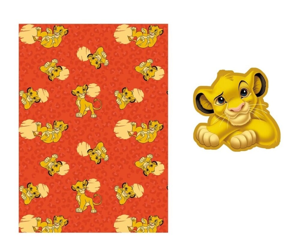 LE ROI LION - Simba - Couverture Corail 100x140cm + Coussin