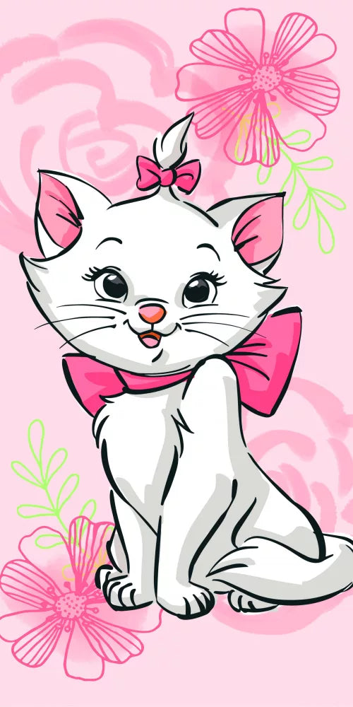 Serviette de bain Disney Marie Pink Flower, serviette de plage 70*140cm