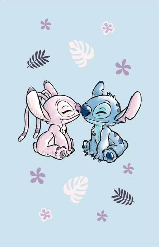 Serviette de toilette bleu clair Disney Lilo et Stitch 30x50cm