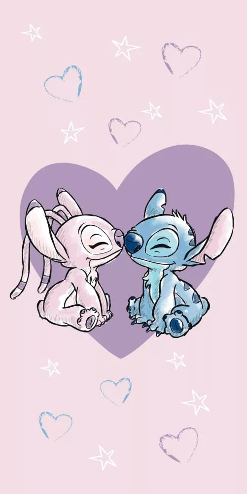 Serviette de bain / serviette de plage 70x140cm - Disney Stitch & Angel Love